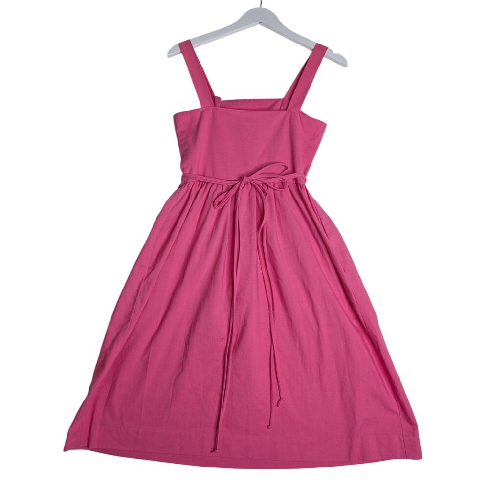 Vintage 1970's Lanz Pink Sleeveless Midi Dress W Button Pleated Bodice - Picture 3 of 10